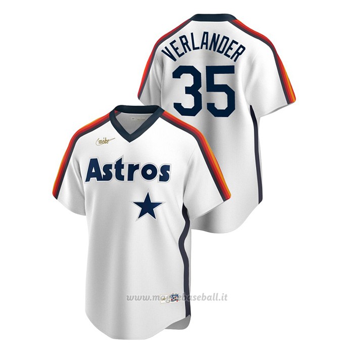 Maglia Baseball Uomo Houston Astros Justin Verlander Cooperstown Collection Primera Bianco